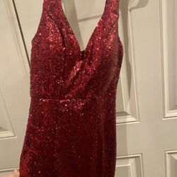CRYSTAL DOLL Deep Red Sequin Gown