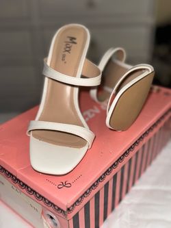 Maxx White Double Strap Heeled Sandals