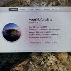 Apple iMac 27" - Late 2013, Intel Core i5-4570 3.2GHz Quad Core, 8GB RAM, 256GB SSD, NVIDIA GT 755M