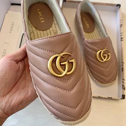 New authentic Gucci leather GG beige espadrilles shoes (Euro 37
