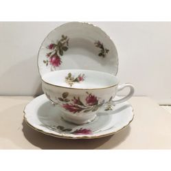 Vintage Royal Rose Fine Bone China Made In Japan 3 Pc Floral Design Set