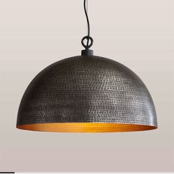 Crate & Barrel Dome Pendant in Antique Pewter 24”