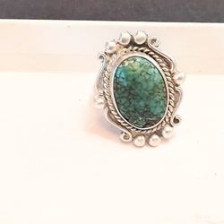 Vintage Turquoise Silver Ring 6