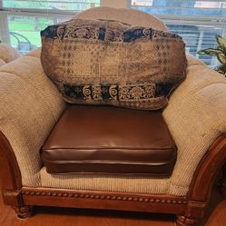 Sofa Set- Sofa, Love Seat, Chair, 2 End Tables, Glass Table,  And 2 Lamps