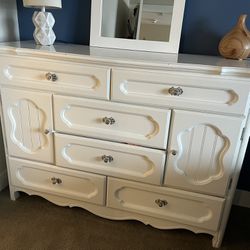 Large white wood dresser 
