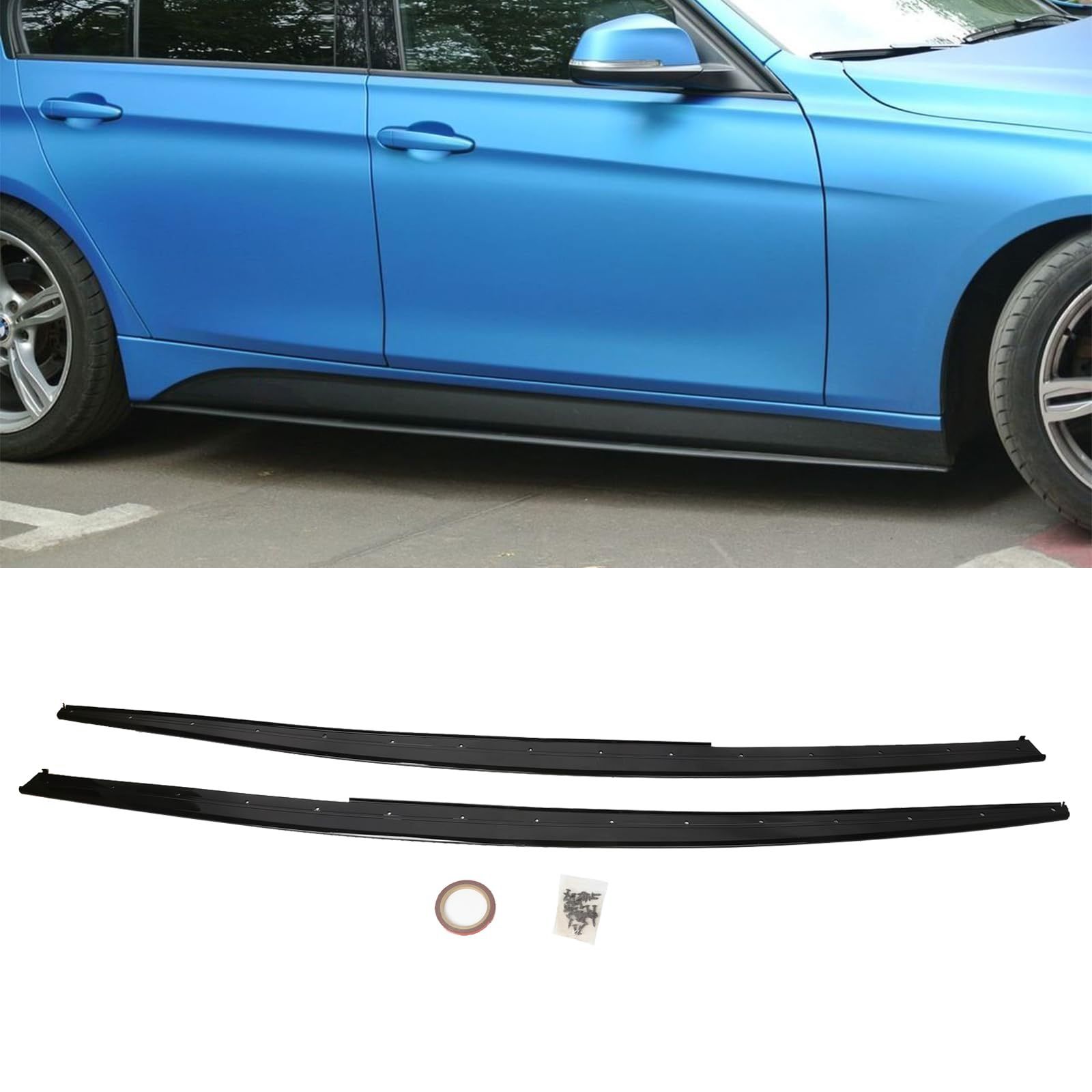 PENSUN Side Skirts Rocker Panels Compatible with 2013-2018 BMW F30 3 Series M Performance Style Side Skirt