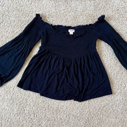 Black off the shoulder shirt