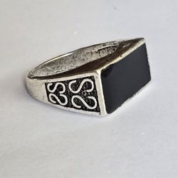 BLACK  EBONY CLASSIC STAINLESS STEEL MENS NEW SIZE 8  DRESS TO IMPRESS RING 