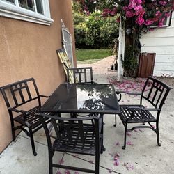 Iron Glass table and chairs