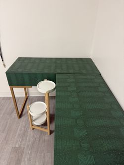 Two Green Tables And A Side Table