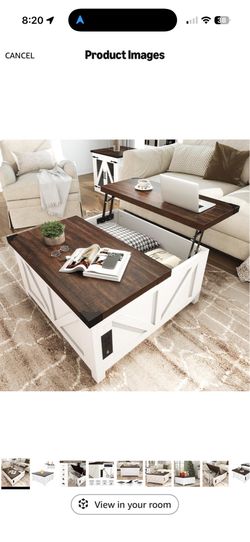 Farmhouse Lift Top Coffee Table with Storage,