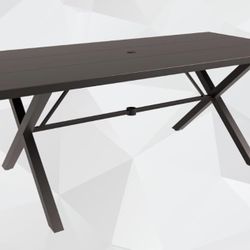 78.7 Outdoor Dining Table for 7-9 ,Large Metal Table with Umbrella Cutout