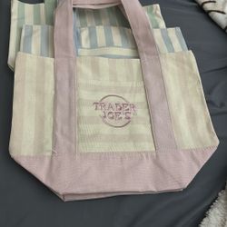 Trader Joes Mini Tote Bags Pastel Striped 