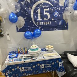 Free backdrop and Tablecloth 15 Birthday 