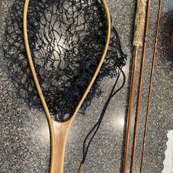 Antique Fishing Rod and Net