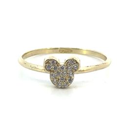 Woman’s Ladies 10k Yellow Gold CZ Cubic Zirconia Mickey Mouse Ring Size 7 GP3130646