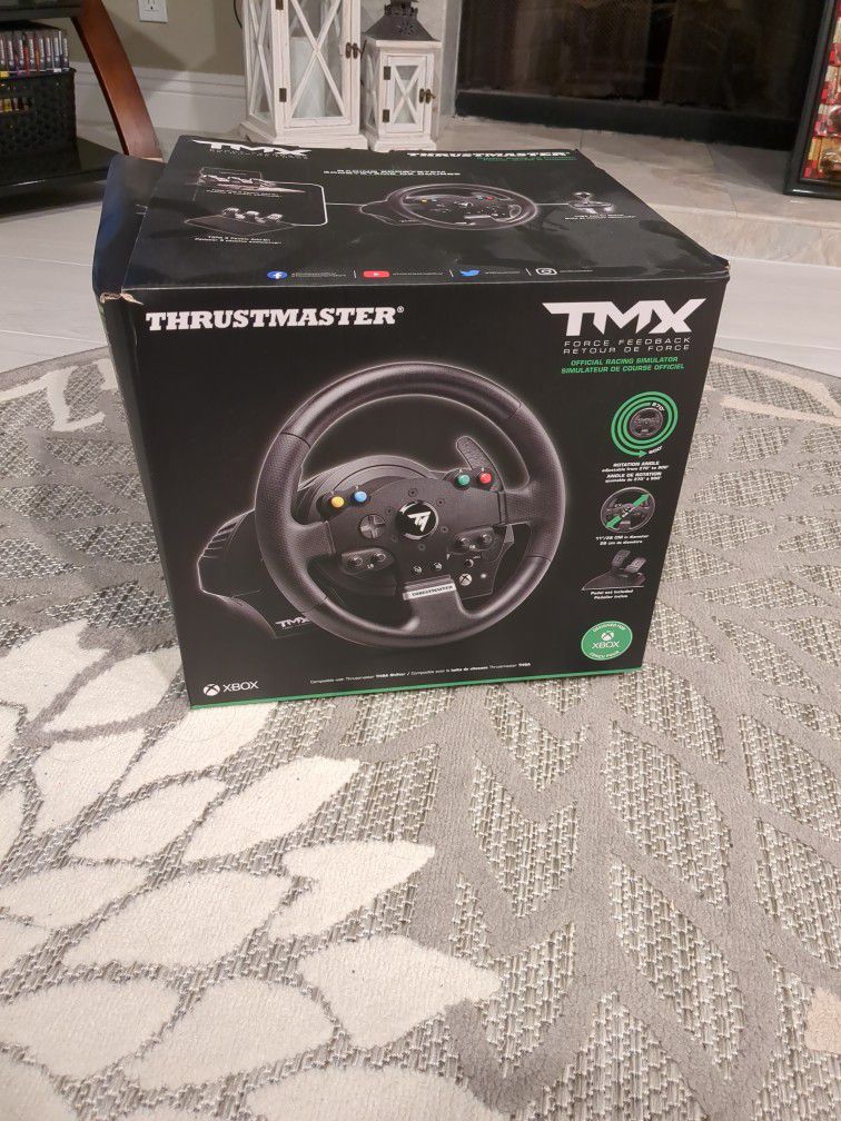TMX THRUSTMASTER SIM RACING STEERING WHEEL AND PEDALS 