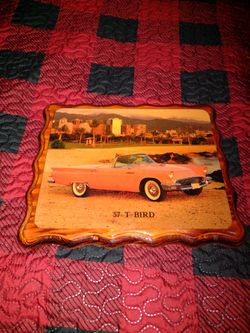1957 T Bird Wooden Plaque Vintage