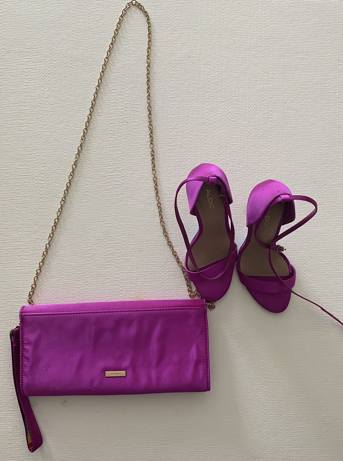 Aldo Deep Pink Clutch & Heels Set