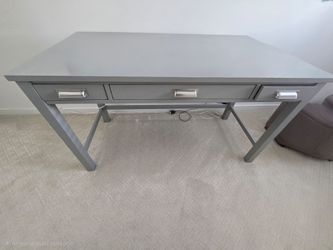 Gray/Blue Wood Desk with Three Drawers