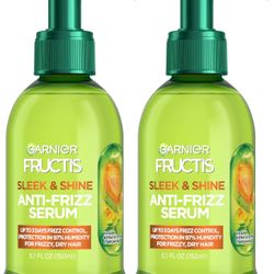 New Garnier Fructis Sleek & Shine Anti-Frizz Serum for Frizzy, Dry Hair, Argan Oil, 5.1 Fl Oz, 2 Count