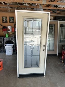 New Entry Door Fiberglass 36” Wide With Beautiful Full Glass