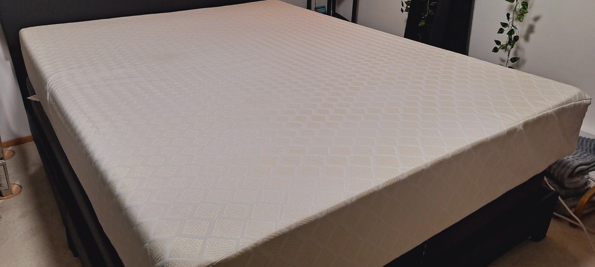 Queen Bed, Box Spring & Faux Leather BEDFRAME