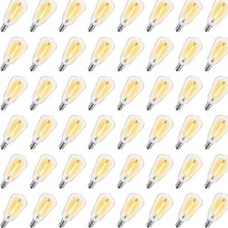 48 Pack ST38 LED Replacement String Light Bulbs, 1Watt Equvanlent to 7Watt Incandescant Bulb, Shatterproof E12 LED Bulb for Outdoor Patio Garden Vinta
