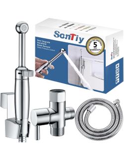 Bidet Sprayer for Toilet, All Metal Cloth Diaper Toilet Sprayer Bidet Attachment with Backflow Preventer, Adjustable Water Jet Spray, 7.2" Brass Hand 