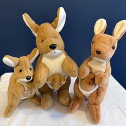 Plush Unipak Kangaroo Pack 8”- 2 Mother Kangaroos & Joeys + Big Brother $20