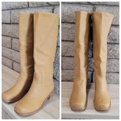 Tall Chunky Heel Womens Boots - Pull On Casual Knee High Boots 