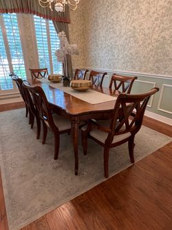 Formal Wooden Dining Table & Chairs with Removable Leaf (Fits 8-10 Chairs)