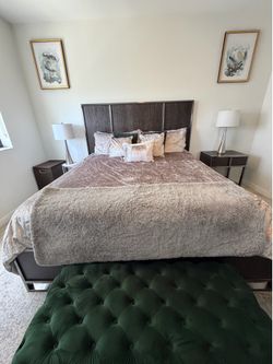 Modern King Bedroom Set + Mattress + Decor – Complete Set – $1,000 OBO