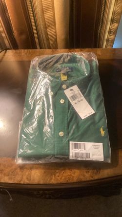 Green Polo Shirt - Long Sleeves - Button Up Shirt