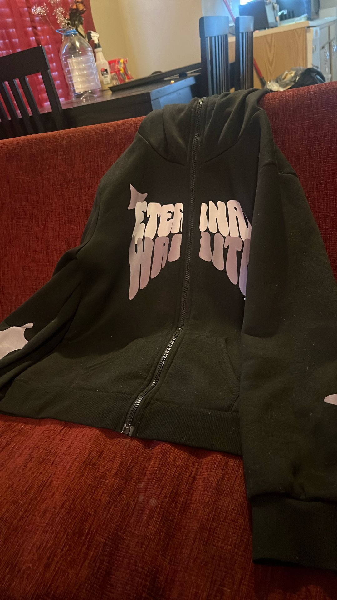 Eternal Life Black Zip-Up Hoodie – Size Small