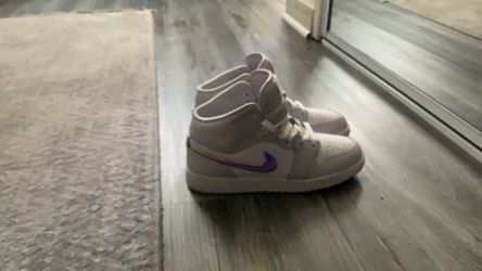 Size 6, Nikes, Purple, Neon Orange And A Galaxy Color With White Laces Only Worn Once