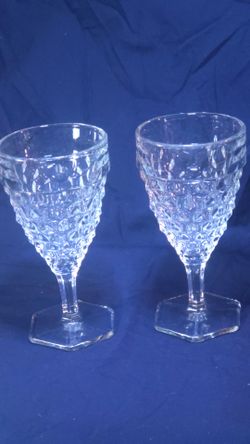 Set of 2 Crystal Cut Glass Goblets