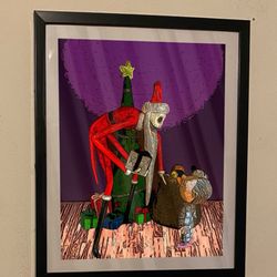Nightmare before Christmas custom art piece of jack skellington as sandy claws