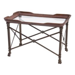 Vintage Maitland Smith Leather Brass Nailhead Coffee/side Table