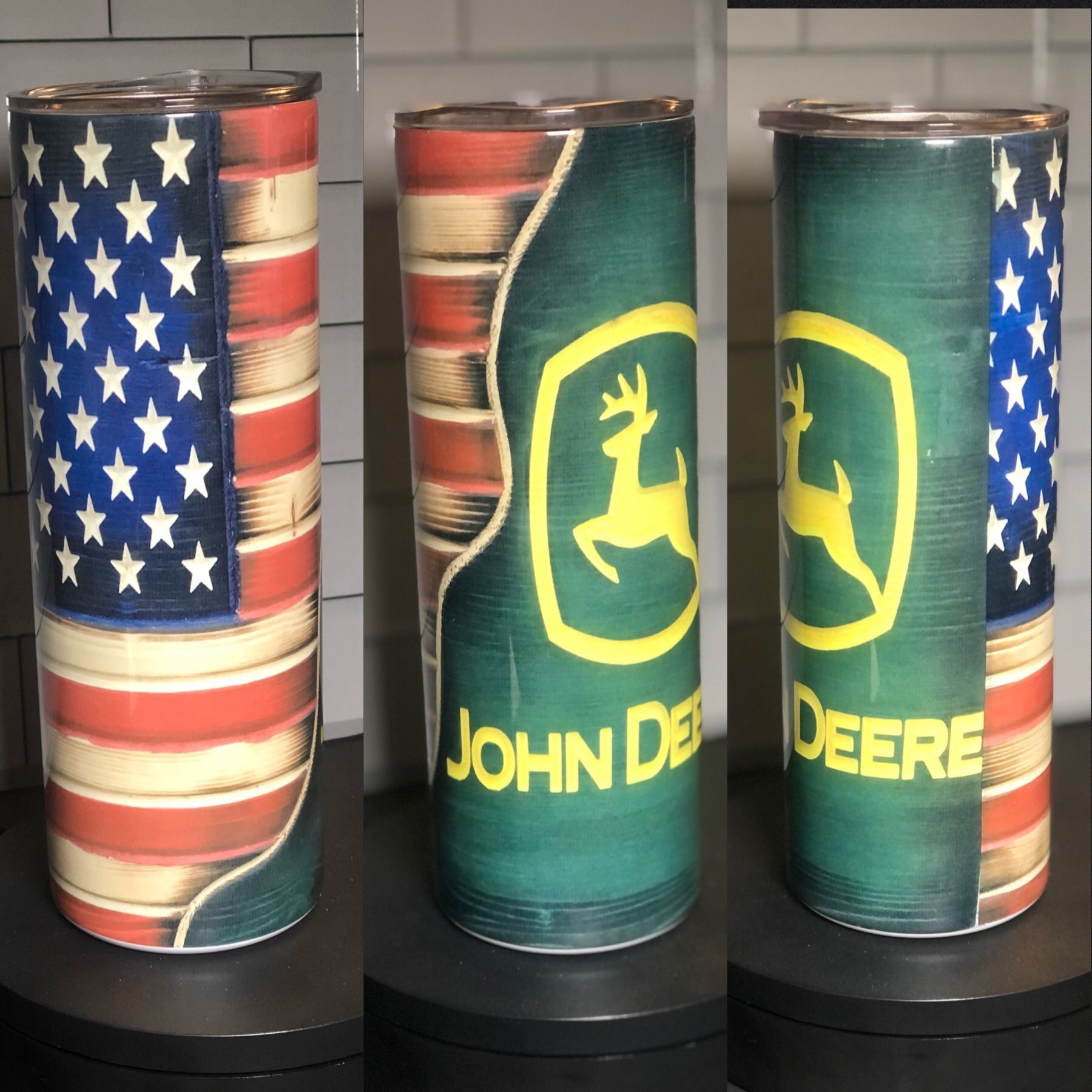 American Flag John Deere Tumbler Cup