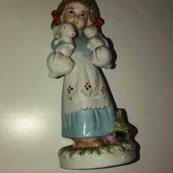 Ceramic Girl With Bunnies