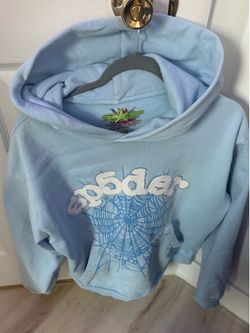 Sp5der Blue Rhinestone Hoodie