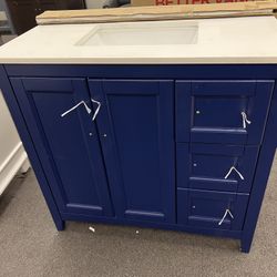 36” Bathroom Vanity With Top In Blue 