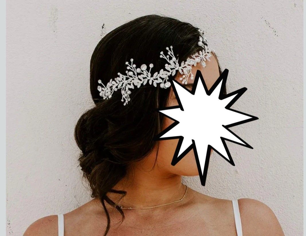 Bridal Headpiece with Rhinestones, Silver 