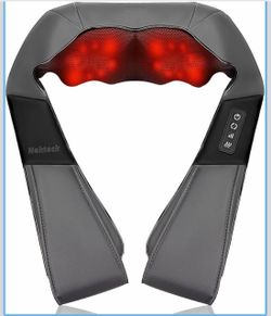 Shiatsu Neck Massager With Heat For Pain Relief, Gray, NOT Cordless