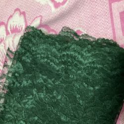 Adorable floral lace 3.75 yd green fabric