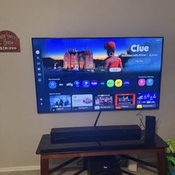 70” Samsung Qled With Klipsch Surround Sound With Entertainment Center