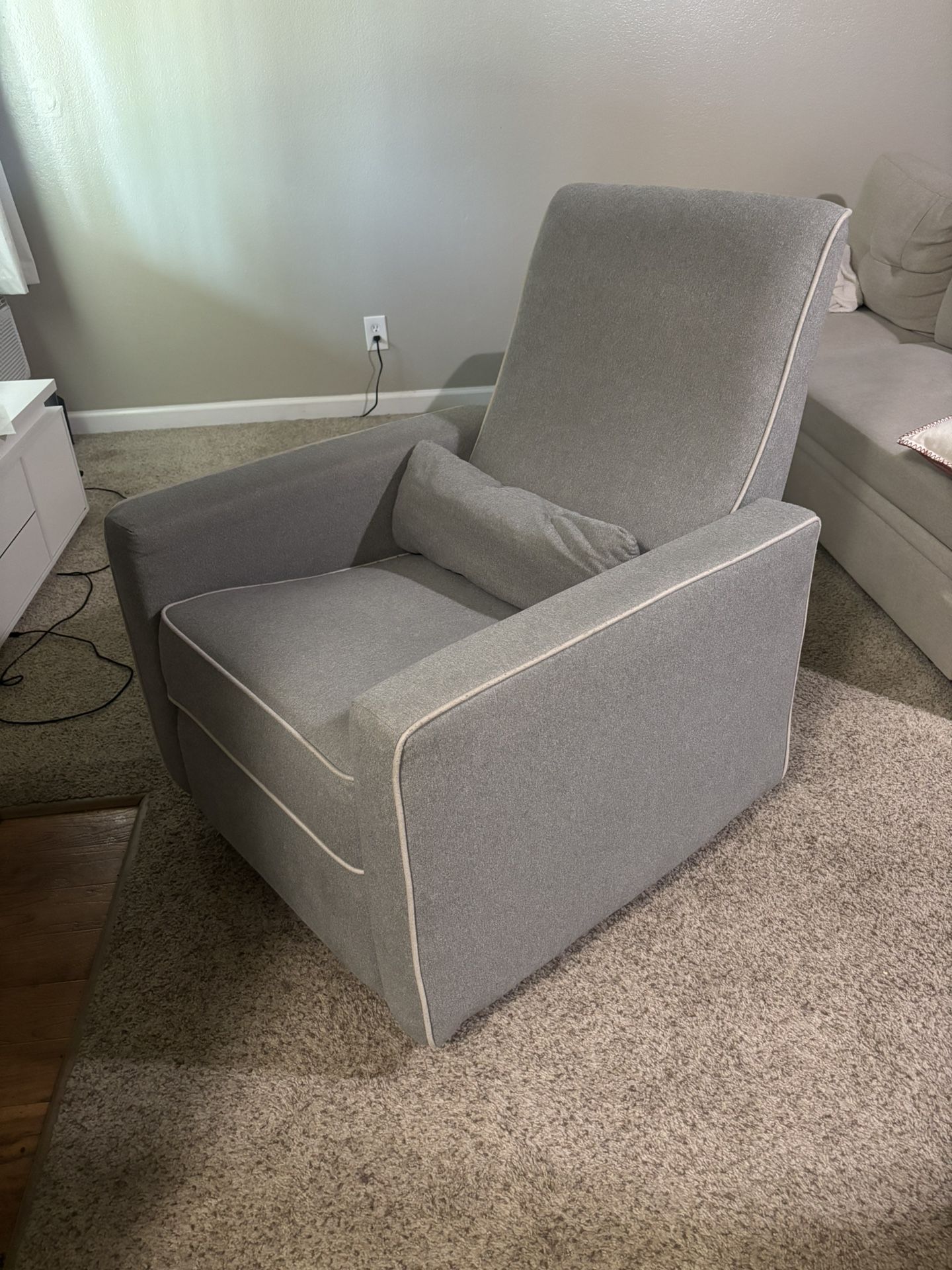 Single Grey Swivel Recliner Sofa Couch