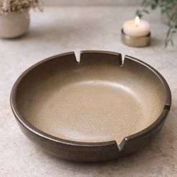 Vintage Heath Ceramics Large 8” Ashtray - Mid-Century Modern - Olive/Sage Green