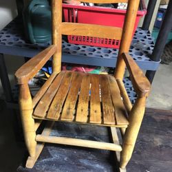 Vintage Wooden Child Size Rocking Chair